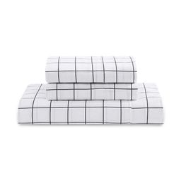 LANE LINEN Charcoal & White Geometric 144 TC King Bedsheet with 2 Pillow Covers-21