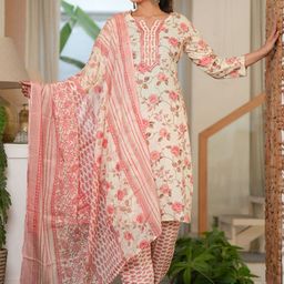 ARANGETRAM Women Floral Printed Regular Pure Cotton Kurta Set With Dupatta-picture-21