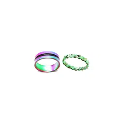 Dynamic Retail Global Set of 2 Rings for Men & Women, Multicolor-Green Alloy Ring ()-image-55