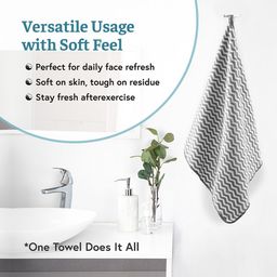 Kuber Industries Grey & White 4 Pcs Printed Microfiber Ultra Absorbent Soft Face Towels image 3