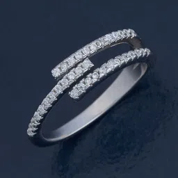 Kushal's Fashion Jewellery 92.5 Pure Silver Rhodium-Plated Zircon Party Finger Ring-34