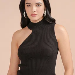 CHIC BY TOKYO TALKIES Ribbed Skinny Fit High Neck Sleeveless Top-picture-53