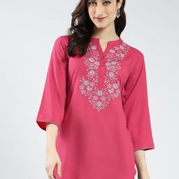 Monte Carlo Women Floral Embroidered Mandarin Collar Top-picture-39
