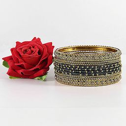ZULKA Set Of 20 Zircon Gemstone Studded & Beaded Bangles-image-81