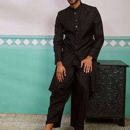 VASTRAMAY Woven Self Design Sherwani Set-picture-14