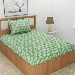MORADO Green Cartoon Characters Printed Wool 210 TC Single Bedsheet Set 1.52 m x 2.28 m-image-68