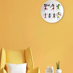 THE QUIRKY HOME White Joyful Movements: Warli Tribal Art Printed Ceramic Wall Decor-image-66