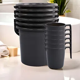 RUBOXA Black 10 piece Solid Plastic Bath Accessories Set-image-98