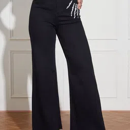Miss Chase Women Wide Leg High-Rise Heavy Fade Stretchable Jeans-picture-7