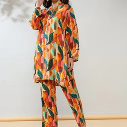 House of Kaftan Printed Mandarin-Neck Tunic With Trousers Co-Ords-picture-22