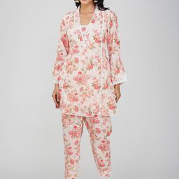Charitra Women Floral Printed Regular Kurta with Trousers-picture-29