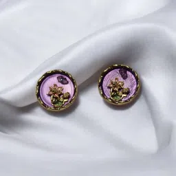 ADC SHEMONA Gold-Plated Circular Shaped Artificial Stones Studs Earrings-24