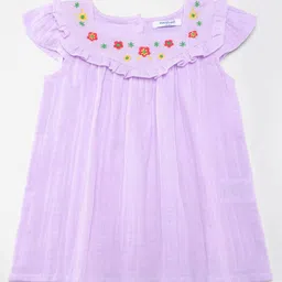 Nauti Nati Girls Floral Embroidered Square Neck Cap Sleeves Ruffled A-Line Dress-picture-22