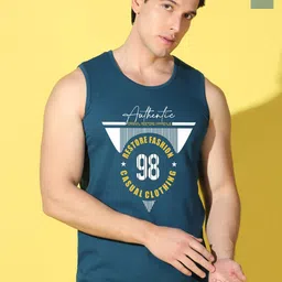 WOOSTRO Pack Of 2 Printed Super Combed Cotton Gym Vests VWS26(98 PEACOCK)(RUN LGTGREEN)-image-5