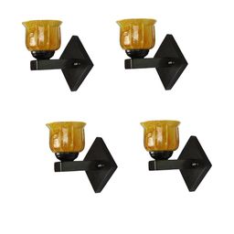 1ST TIME Yellow & Black 4 Pcs Printed Glass Cylinder Shaped Wall Lamps-picture-4