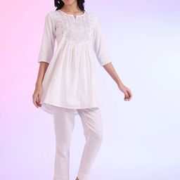AURELIA Floral Yoke Design Thread Work Empire Straight Kurti-picture-17