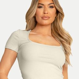 Radprix Women Ribbed Square Neck Cotton Crop Top-image-87