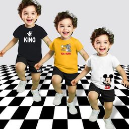 MRS NATURAL Kids Pack Of 3 Graphic Printed T-Shirts & Shorts-image-62