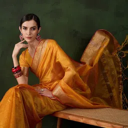 Sangria Kanjeevaram Woven Design Organza Saree With Blouse Piece-image-36