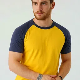 THREADWOLF Men Colourblocked Round Neck Cotton Slim Fit T-shirt-image-9