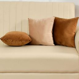 Shadowkart Set of 3 Fibre Filled Faux Velvet Ultra Soft Sleep Pillow-18