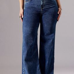 Miss Chase A+ Women Wide Leg High-Rise Heavy Fade Cotton Denim Stretchable Jeans-image-65