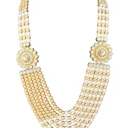 Radhe Creation Men Gold-Plated Studded & Moti Mala Pearls Beaded Six Layered Necklace-image-30