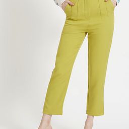 AMSWAN Women Smart Regular Fit High-Rise Pleated Cigarette Trousers-image-78
