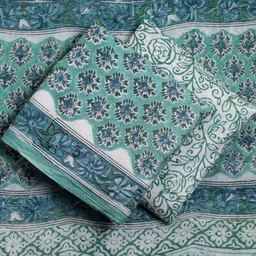 iTokriFloral Sanganeri Block Printed Pure Cotton Unstitched Dress Material-image-31
