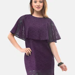 V&M Cape Sleeve Lace Sheath Dress-image-35