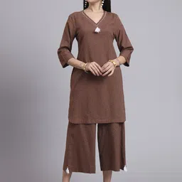 aayusika Cotton V-Neck Tunic With Trouser Co-Ords-image-61