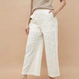 CODE by Lifestyle Women Floral Embroidered High-Rise Trousers-image-77