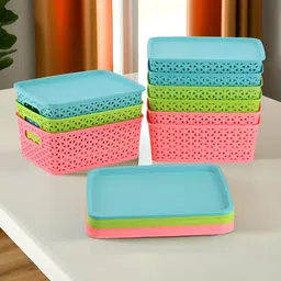 Aura Pink Set of 6 Reusable Tote Basket Organisers-10