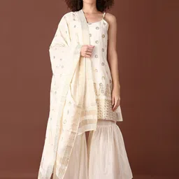 LIMEROAD Regular Kurta with Sharara & With Dupatta-image-33