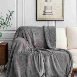Comfowell Flannel & Sherpa Grey Printed 500 GSM Heavy Winter Reversible Double Bed Dohar-image-56