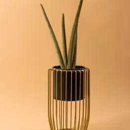 THREADVIBE LIVING Black & Yellow Planter Gloria With Poke Stand-image-21
