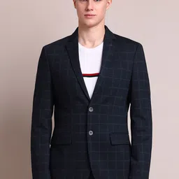 Arrow Zero Calorie Fit Checked Notched Lapel Collar Single Breasted Formal Blazer-picture-5