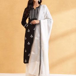 Fabindia Embroidered Cotton Silk Dupatta-picture-15
