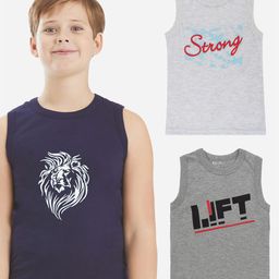 Bodycare Kids Boys Pack Of 2 Soft Breathable Sleeveless Cotton Vests KGA2016GRWH-60-image-83