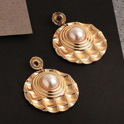 DressBerry Gold-Plated Pearls Beaded Contemporary Drop Earrings-58