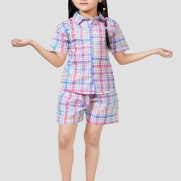 BAESD Girls Printed Pure Cotton Shirt With Shorts Clothing Set-image-84