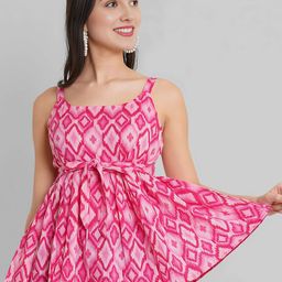 Dream Beauty Fashion Women Ikat Printed Waist Tie-Up Peplum Top-image-83