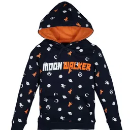 PLUM TREE Boys Conversational Printed Hood Cotton Pullover Sweatshirt-image-62