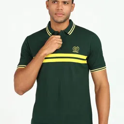 Provogue Men Printed Polo Collar Applique Slim Fit T-shirt-image-55