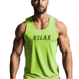 3Colors Printed Round Neck Gym Vest VEST-NCUT-RELAX-GREEN_M-image-53