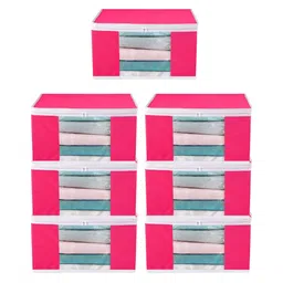 atorakushon Pink Set of 7 Clothes Storage Organiser Bags-11