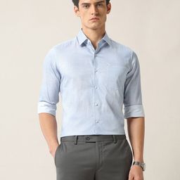 Arrow Men Slim Fit Textured Spread Collar Pure Cotton Formal Shirt-picture-14