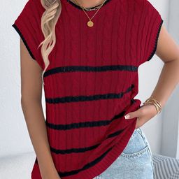 StyleCast x Revolte Self Design Striped Top-image-23