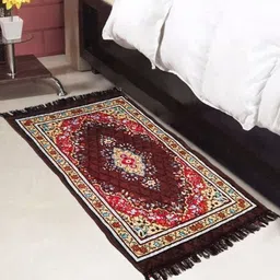 AAZEEM Brown & Red Ethnic Motifs Floor Mat-image-25
