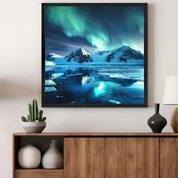 999Store Teal & Green Mountains Printed Canvas Wall Art-10